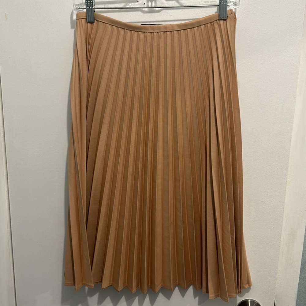 Zara EUC Woman Blush Accordion Pleated Midi A-Line Skirt